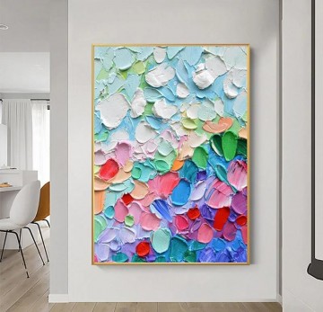 150の主題の芸術作品 Painting - パレット ナイフ ウォール アート ミニマリズムによって抽象化された色の花びら
